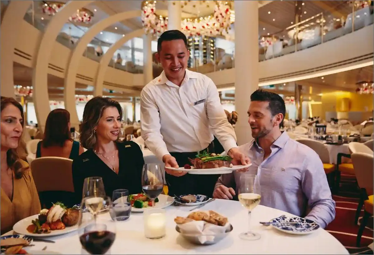 Dining service aboard a Holland America ship