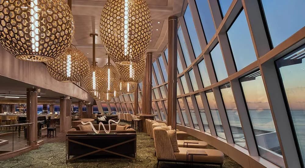 Norwegian Encore Observation Lounge with ocean views